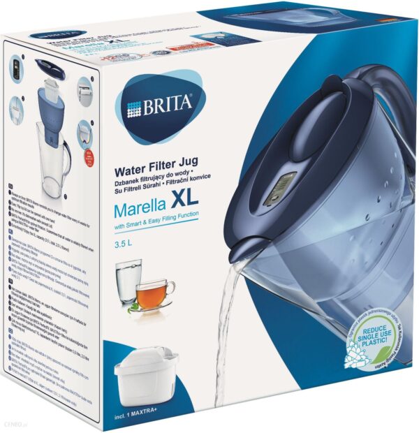 Brita Marella XL Niebieski + 1 filtr Maxtra+ Pure Performance + 1 filtr Maxtra+ Hard Water