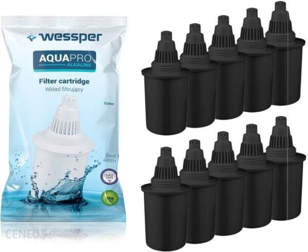Wessper Filtr AquaPro Wkład filtrujący Alkaline Czarny WES027BK10 10szt